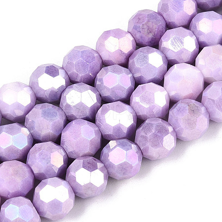 Anti-Tarnish Electroplate Glass Beads Strands EGLA-T021-8mm-15-08-1