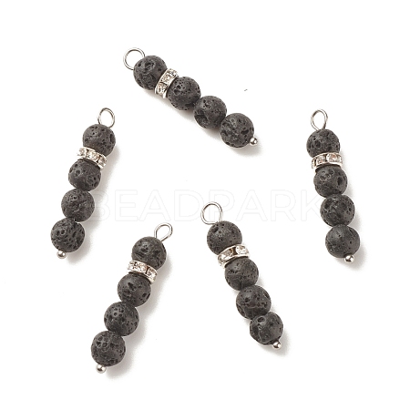 Round Natural Lava Rock Pendants PALLOY-JF01515-1