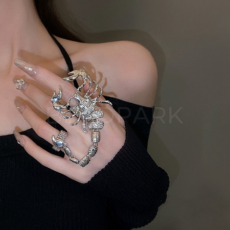 Alloy Rhinestone Stretch Rings AJEW-B107-03P-1