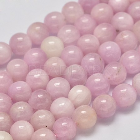 Round Grade A Natural Kunzite Beads Strands G-M304-05-7mm-1