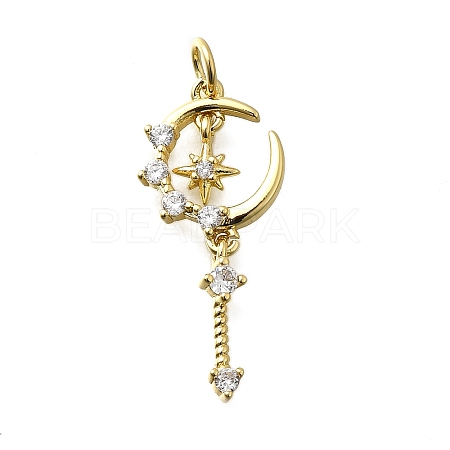 Brass Micro Pave Cubic Zirconia Pendants KK-P295-32G-1