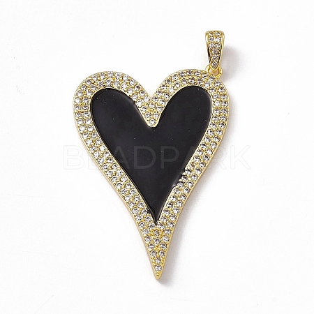 Brass Micro Pave Cubic Zirconia Pendants KK-P224-02G-01-1