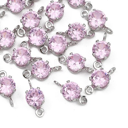 SHEGRACE Brass Pave Cubic Zirconia Flat Round Connector Charms XGRQ2O788-435B-P-1