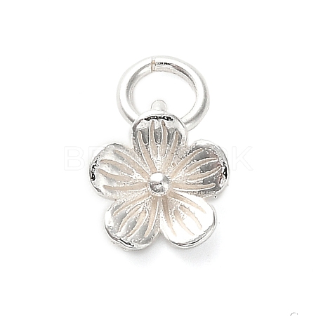 925 Sterling Silver 5-Petal Flower Charms STER-U009-01S-01-1