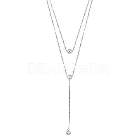 Anti-Tarnish Double Y-shaped Necklace Long Drop Dangle Necklace Delicate Y Chain Necklace Personalized Zircon Pendant Necklaces Choker Trendy Y Necklace Jewelry for Women JN1093A-1