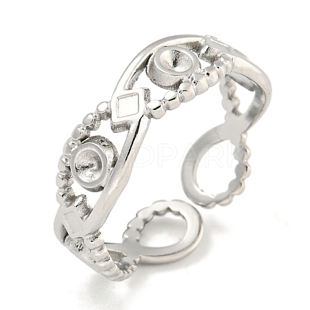 Tarnish Resistant 304 Stainless Steel Open Cuff Ring Components RJEW-A043-03P-1
