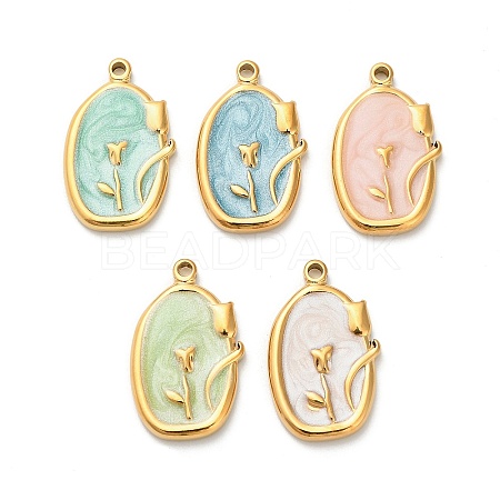 304 Stainless Steel Enamel Pendants STAS-K306-49G-1
