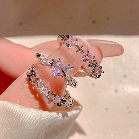 3Pcs Alloy with Rhinestone Cuff Rings FS-WGCB7EB-11-1