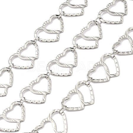 304 Stainless Steel Heart Link Chains CHS-E031-04P-1