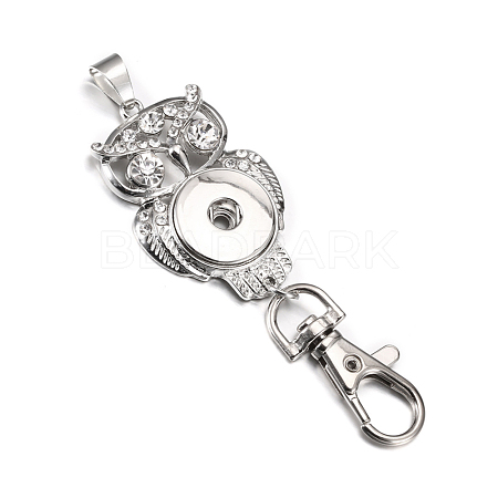 Alloy Rhinestone Snap Keychain Making KEYC-WH0018-58-1