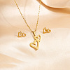 304 Stainless Steel Pendant Necklaces & Stud Earrings Sets WG82A44-09-2