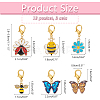 Alloy Enamel Bee & Flower & Ladybird & Butterfly Charm Locking Stitch Markers HJEW-PH01726-2