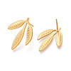 Ion Plating(IP) 304 Stainless Steel Leaf Stud Earrings for Women EJEW-F300-11G-2