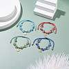 4Pcs 4 Color Round Evil Eye Braided Bead Bracelets Set with Coin Charm BJEW-TA00062-3