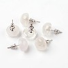 Half Round Dome Natural Crystal Stud Earrings EJEW-L171-02-2