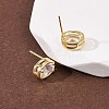 Brass Micro Pave Clear Cubic Zirconia Stud Earrings EJEW-C174-02E-G-3