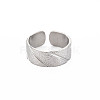 Non-Tarnish 304 Stainless Steel Textured Open Cuff Ring for Women RJEW-S405-165P-1