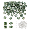 1 Strand Square Natural Green Spot Jasper Beads Strands G-NB0005-60-9