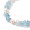 Natural Aquamarine Chips & Pearl Beaded Necklace NJEW-JN04008-04-5