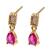 Heart Cubic Zirconia Drop Earrings for Her EJEW-C002-17G-RS-2