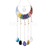 Chakra Theme Copper Wire Wrapped Natural & Synthetic Gemstone Moon Hanging Ornaments PW-WG68707-01-1