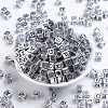 Antique Silver Plated Large Hole Acrylic European Beads PACR-Q099-01-2