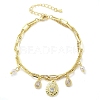 Brass Micro Pave Clear Cubic Zirconia Charm Bracelets BJEW-C083-02G-4