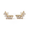 Clear Cubic Zirconia Crown Stud Earrings EJEW-L234-077G-1
