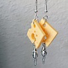 Cheese Alloy & Resin Dangle Earrings FS-WG078A6-01-4