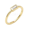 Rectangle Brass with Glass Cuff Rings for Women RJEW-Z111-05G-07-4