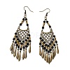 Vintage Bohemian Tassel Alloy & Resin Beaded Chandelier Earrings EJEW-G466-03AB-2