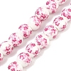 Handmade Flower Printed Porcelain Ceramic Beads Strands X-PORC-M005-8mm-03-1