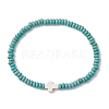 Synthetic Turquoise Beads Stretch Bracelets for Women Men BJEW-JB11293-01-2