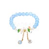Daisy Crackle Glass Round Beaded Stretch Bracelets FS-WG28140-02-2