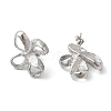 304 Stainless Steel Hollow Flower Stud Earrings for Women EJEW-K244-27P-2