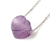 Natural Gemstone Heart Pendant Necklace with 304 Stainless Steel Cable Chains for Women NJEW-JN03852-02-6