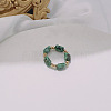 Handmade Natural Green Spot Jasper Stretch Rings ZE1660-5-1