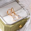 Brass Micro Pave Clear Cubic Zirconia Leverback Earrings EJEW-K300-17G-2