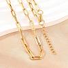 304 Stainless Steel Link Paperclip Chain Bracelet & Necklace Jewelry Sets SJEW-L199-05G-2