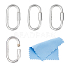 4Pcs 925 Sterling Silver Locking Carabiner Clasps STER-DC0001-74-1