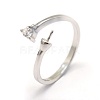 Rhodium Plated 925 Sterling Silver Finger Ring Components STER-P042-24P-4