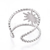304 Stainless Steel Cuff Rings Components STAS-N113-01P-3