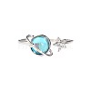 Sterling Silver Cubic Zirconia and Rotating Glass Cuff Rings FS-WG9C688-01-4