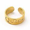 Ion Plating(IP) 304 Stainless Steel Word Queen Open Cuff Ring for Women RJEW-B027-18G-2