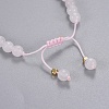 Natural Rose Quartz Braided Bead Bracelets BJEW-JB04210-01-4