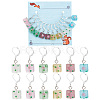 12Pcs 6 Colors Square Flower Handmade Frosted Lampwork Pendant Stitch Markers HJEW-NB00025-1