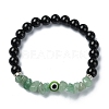 4Pcs 4 Style Natural Mixed Gemstone & Glass Evil Eye Beaded Stretch Bracelets Set BJEW-TA00450-3