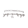 304 Stainless Steel Paperclip & Figaro Chain Bracelets for Women BJEW-JB12445-04-2