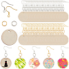 DIY Flat Round Wooden Dangle Earring Making Findings Kits DIY-SP0004-99-7