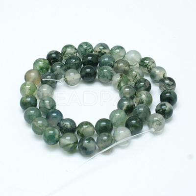 Natural Moss Agate Beads Strands G-I199-06-6mm-1